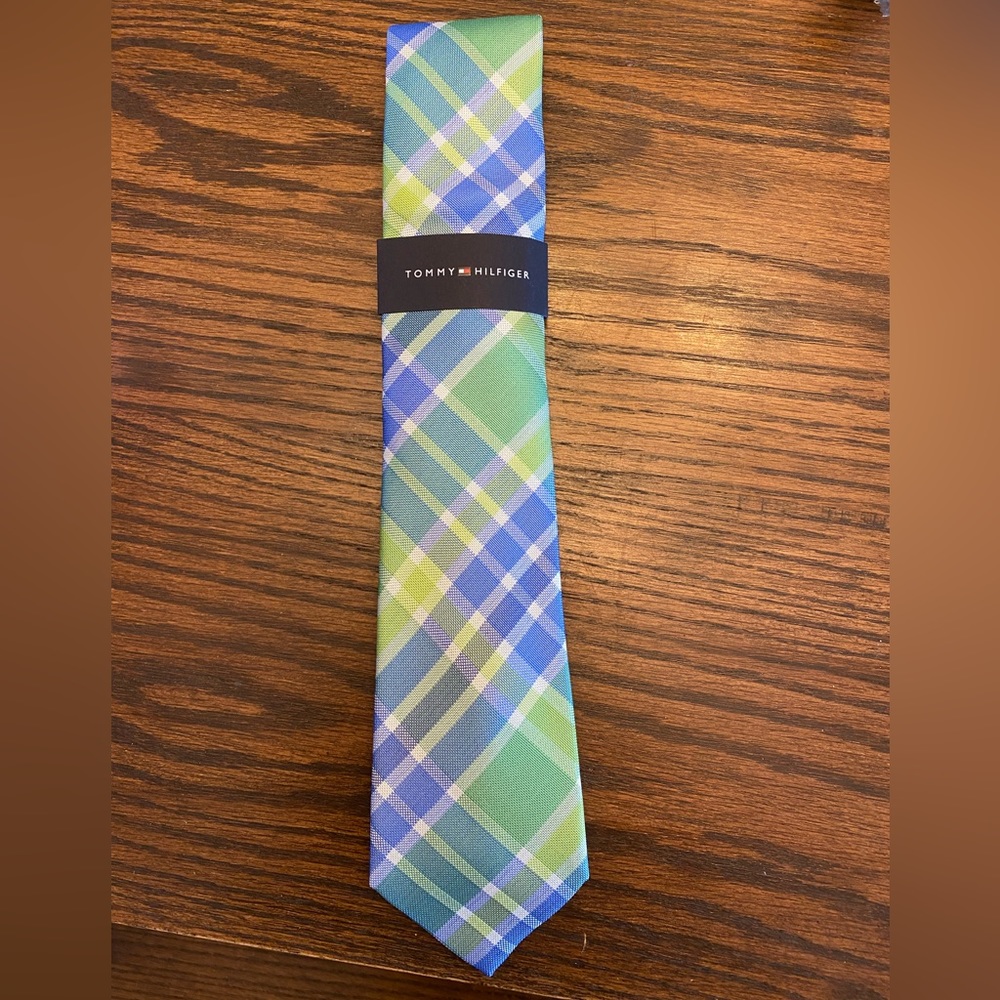 Men’s tie. Tommy Hilfiger blue and green .